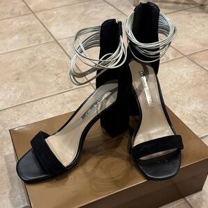 Audrey Brooke Black Heels with Silver Straps